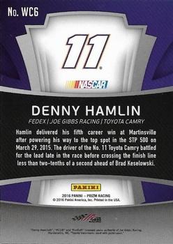 2016 Panini Prizm - Winner's Circle #WC6 Denny Hamlin Back
