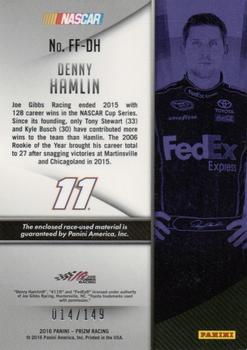 2016 Panini Prizm - Firesuit Fabrics #FF-DH Denny Hamlin Back
