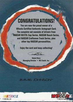 2006 Wheels High Gear - Wheels Autographs #NNO Jimmie Johnson Back