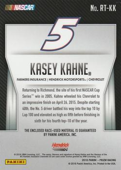 2016 Panini Prizm - Race Used Tire Team #RT-KK Kasey Kahne Back