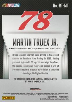 2016 Panini Prizm - Race Used Tire Team #RT-MT Martin Truex Jr. Back