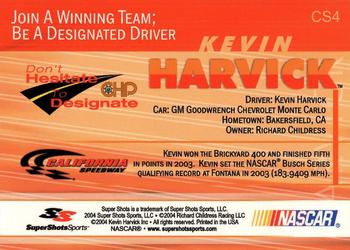 2004 Super Shots CHP California Speedway #CS4 Kevin Harvick's Car Back