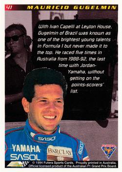 1994 Futera Adelaide F1 Grand Prix #41 Mauricio Gugelmin Back