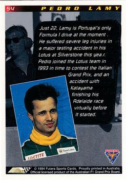 1994 Futera Adelaide F1 Grand Prix #54 Pedro Lamy Back