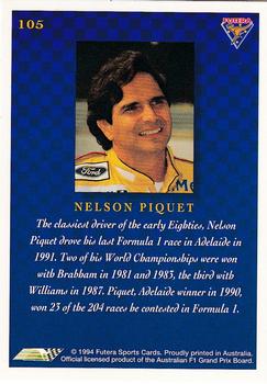 1994 Futera Adelaide F1 Grand Prix #105 Nelson Piquet Back