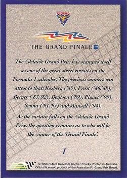 1995 Futera Australian Formula One Grand Prix #1 Header Card Back