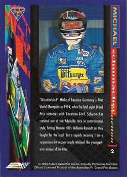 1995 Futera Australian Formula One Grand Prix #2 Michael Schumacher Back