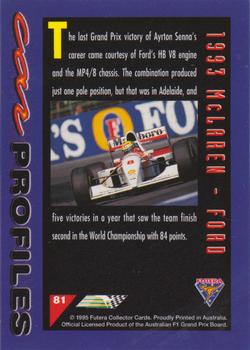 1995 Futera Australian Formula One Grand Prix #81 Car Profiles Back