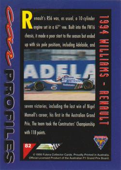 1995 Futera Australian Formula One Grand Prix #82 Car Profiles Back