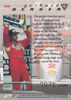 1994 Futera Adelaide F1 Grand Prix - Victory Lane #VL8 Gerhard Berger Back