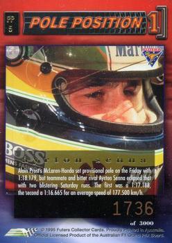 1995 Futera Australian Formula One Grand Prix - Pole Position #PP 5 Ayrton Senna Back