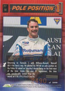 1995 Futera Australian Formula One Grand Prix - Pole Position #PP 10 Nigel Mansell Back