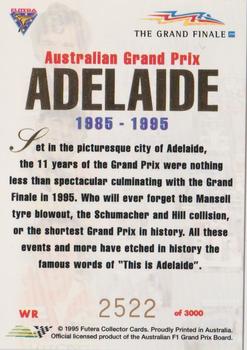 1995 Futera Australian Formula One Grand Prix - Wrapper Redemption #WR Thanks Adelaide Back