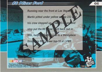 2002 Press Pass Trackside - Beckett Samples #66 Mark Martin's Car Back