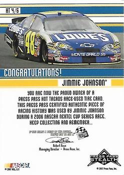 2007 Press Pass Stealth - Hot Treads #HT 4 Jimmie Johnson Back