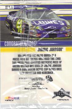 2007 Press Pass Stealth - Hot Treads Blue #HT 4 Jimmie Johnson Back