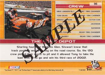 2003 Press Pass - Beckett Samples #96 Tony Stewart's Car Back