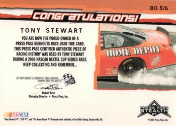 2007 Press Pass Stealth - Burnouts Gold #BO 5 Tony Stewart Back