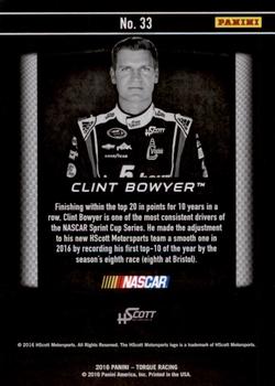 2016 Panini Torque - Holo Silver #33 Clint Bowyer Back