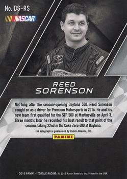 2016 Panini Torque - Driver Scripts Blue #DS-RS Reed Sorenson Back