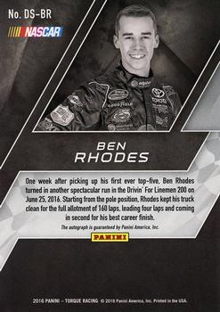 2016 Panini Torque - Driver Scripts Red #DS-BR Ben Rhodes Back