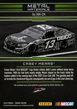 2016 Panini Torque - Metal Materials Blue #MM-CM Casey Mears Back