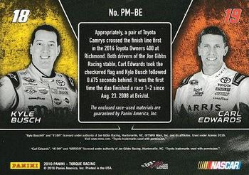 2016 Panini Torque - Pairings Materials #PM-BE Kyle Busch / Carl Edwards Back