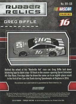 2016 Panini Torque - Rubber Relics Red #RR-GB Greg Biffle Back
