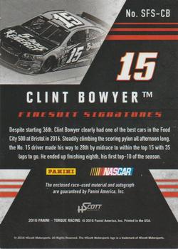 2016 Panini Torque - Silhouettes Firesuit Signatures #SFS-CB Clint Bowyer Back