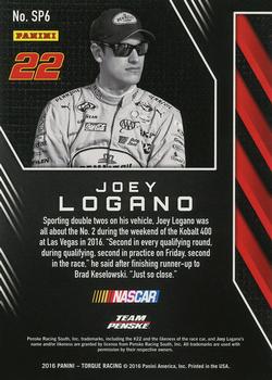 2016 Panini Torque - Special Paint Gold #SP6 Joey Logano Back