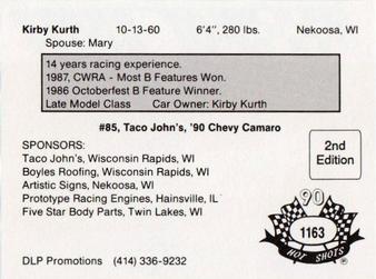 1990 Hot Shots Second Edition #1163 Kirby Kurth Back