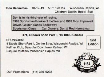 1990 Hot Shots Second Edition #1164 Don Hanneman Back