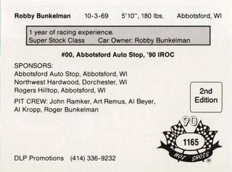 1990 Hot Shots Second Edition #1165 Robby Bunkelman Back