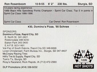 1991 Hot Shots #1226 Ron Rosenboom Back