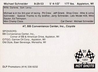 1991 Hot Shots #1251 Michael Schneider Back