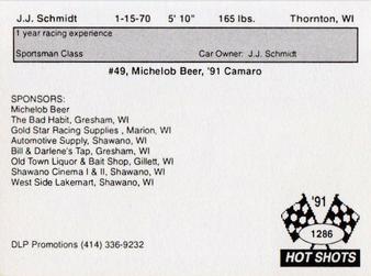1991 Hot Shots #1286 J.J. Schmidt Back