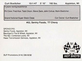 1991 Hot Shots #1303 Curt Boettcher Back