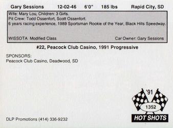 1991 Hot Shots #1352 Gary Sessions Back