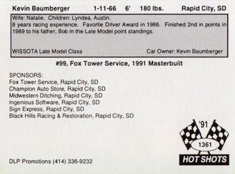 1991 Hot Shots #1361 Kevin Baumberger Back
