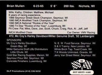 1992 Hot Shots #1495 Brian Mullen Back