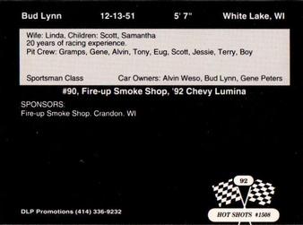 1992 Hot Shots #1508 Bud Lynn Back