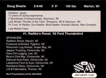 1992 Hot Shots #1550 Doug Blashe Back