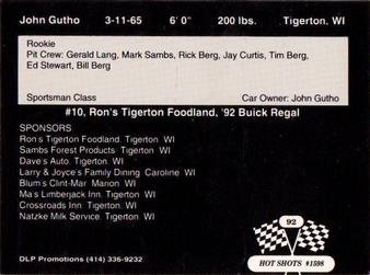 1992 Hot Shots #1598 John Gutho Back
