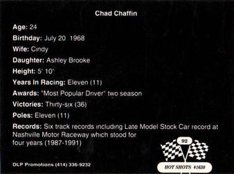1992 Hot Shots #1630 Chad Chaffin Back
