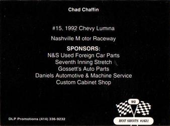 1992 Hot Shots #1631 Chad Chaffin Back