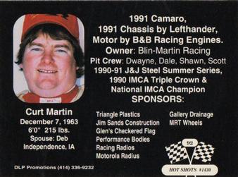 1992 Hot Shots ARTGO #1430 Curt Martin Back