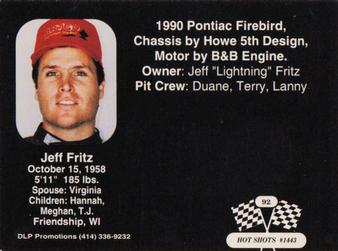 1992 Hot Shots ARTGO #1443 Jeff Fritz Back