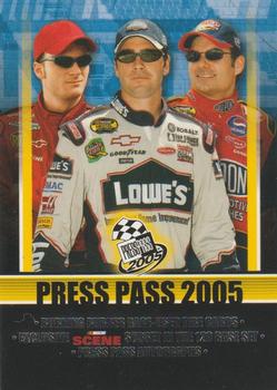2005 Press Pass - Beckett Samples #120 Dale Earnhardt Jr. / Jimmie Johnson / Jeff Gordon Front
