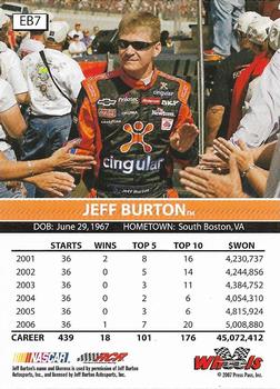 2007 Wheels High Gear - eBay Previews #EB7 Jeff Burton Back