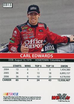 2007 Wheels High Gear - eBay Previews #EB13 Carl Edwards Back